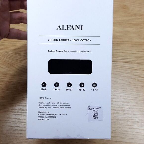 ALFANI Shirt Mens Small Black 4-Pack V-Neck Tee T-Shirt 100% Cotton Tagless - Picture 3 of 5